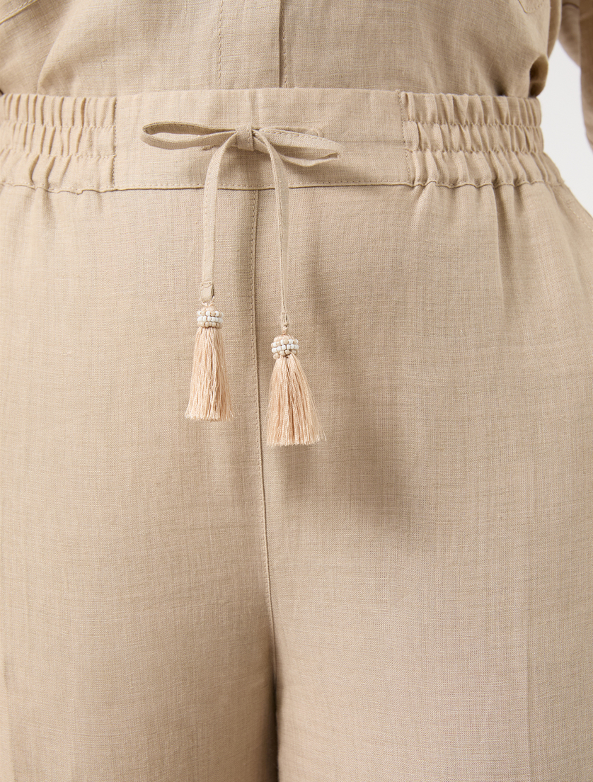 Linen canvas trousers - SAND - Marina Rinaldi - 5