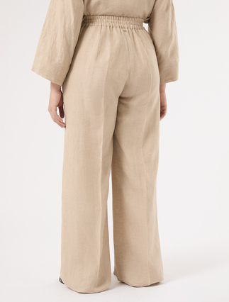 Linen canvas trousers - SAND - Marina Rinaldi - 4