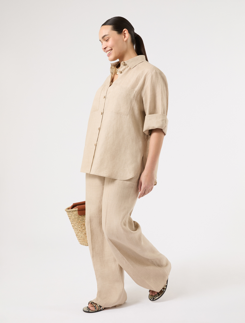 Linen canvas trousers - SAND - Marina Rinaldi - 2