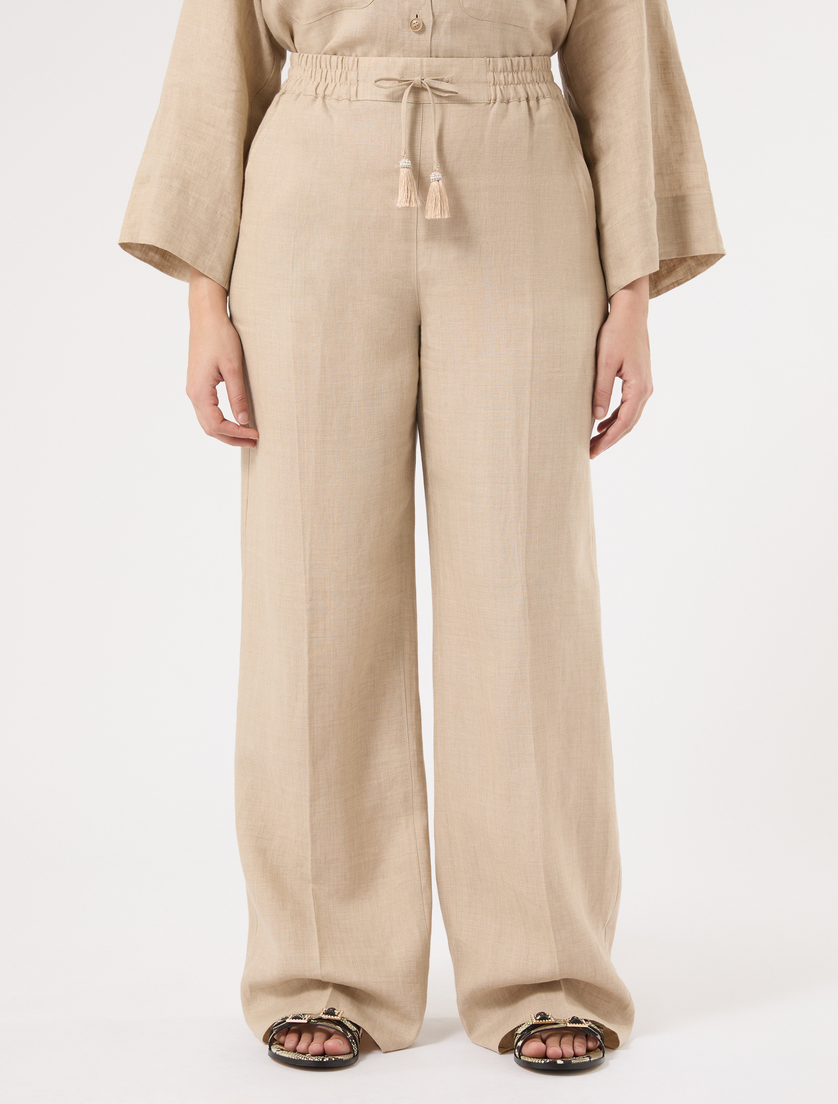 Linen canvas trousers - SAND - Marina Rinaldi - 3