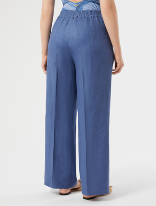 Linen canvas trousers - CORNFLOWER BLUE - Marina Rinaldi - 4