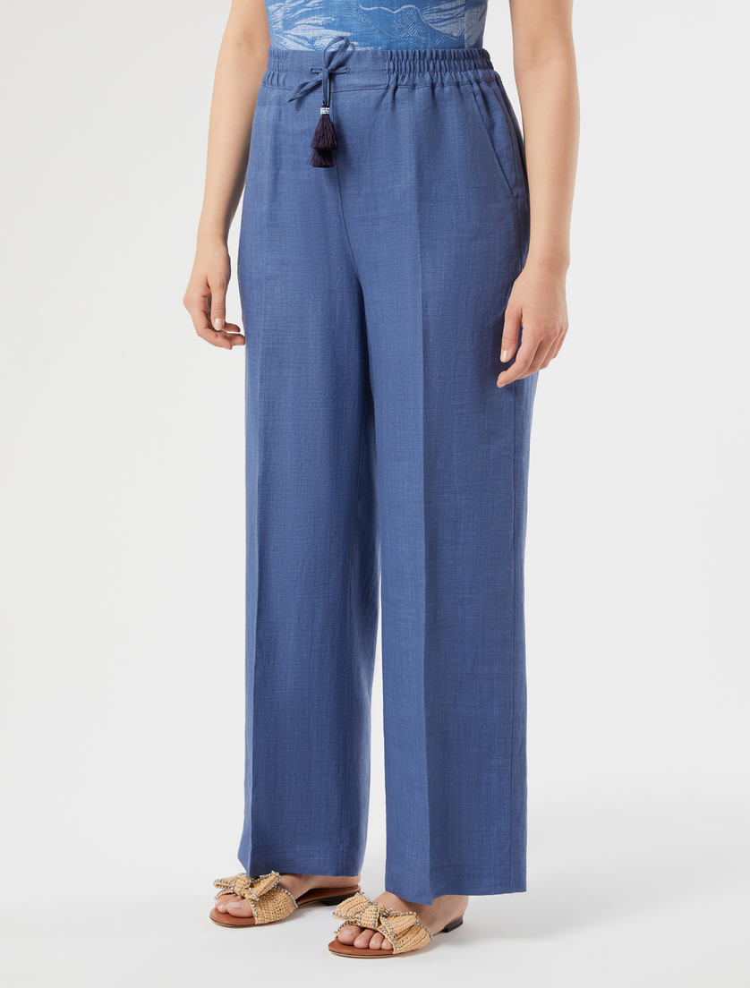Linen canvas trousers - CORNFLOWER BLUE - Marina Rinaldi - 3