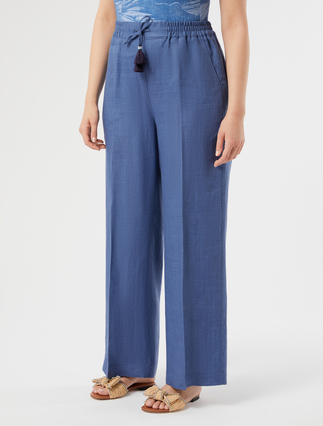 Linen canvas trousers - CORNFLOWER BLUE