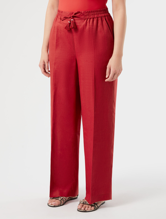 Linen canvas trousers - RED