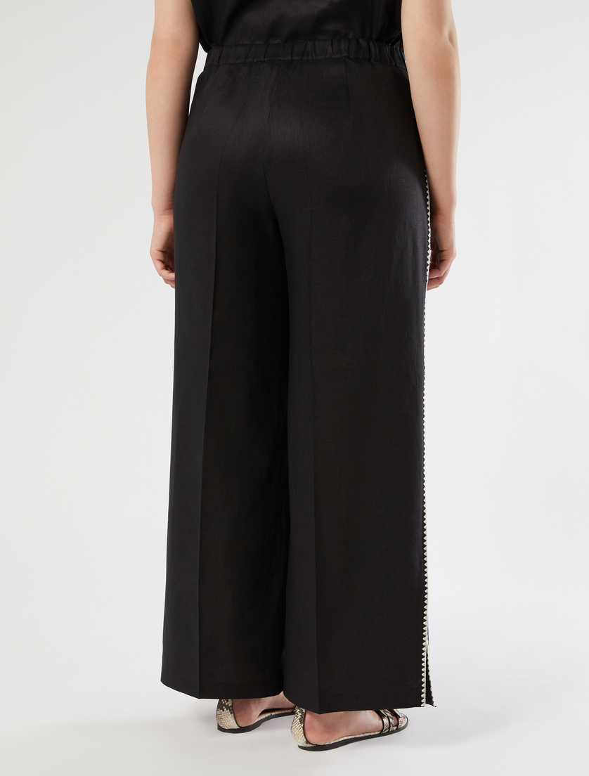 Linen canvas trousers - BLACK - Marina Rinaldi - 4