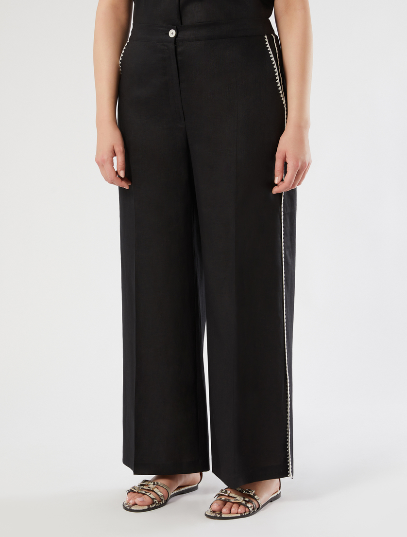 Linen canvas trousers - BLACK - Marina Rinaldi - 3