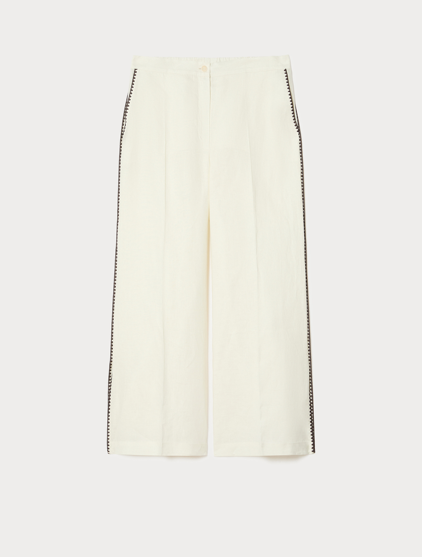 Linen canvas trousers - IVORY - Marina Rinaldi