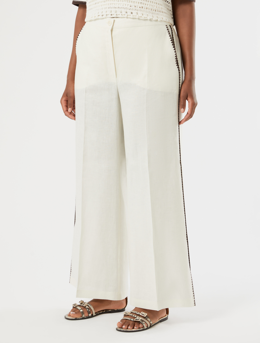 Linen canvas trousers - IVORY - Marina Rinaldi - 3