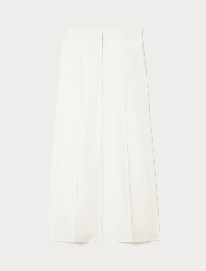 Cotton poplin trousers - IVORY - Marina Rinaldi
