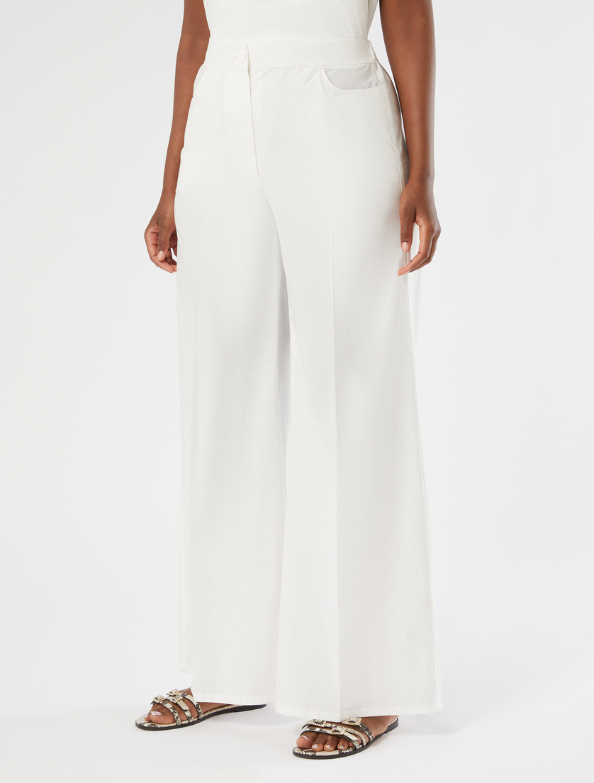 Cotton poplin trousers - IVORY - Marina Rinaldi - 3