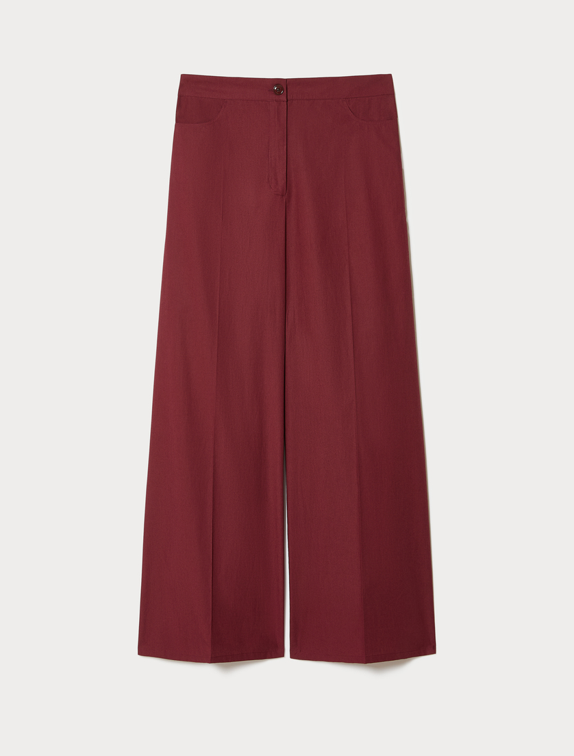 Cotton poplin trousers - WINE-COLOURED - Marina Rinaldi