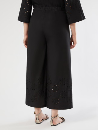 Embroidered poplin trousers - BLACK - Marina Rinaldi - 4
