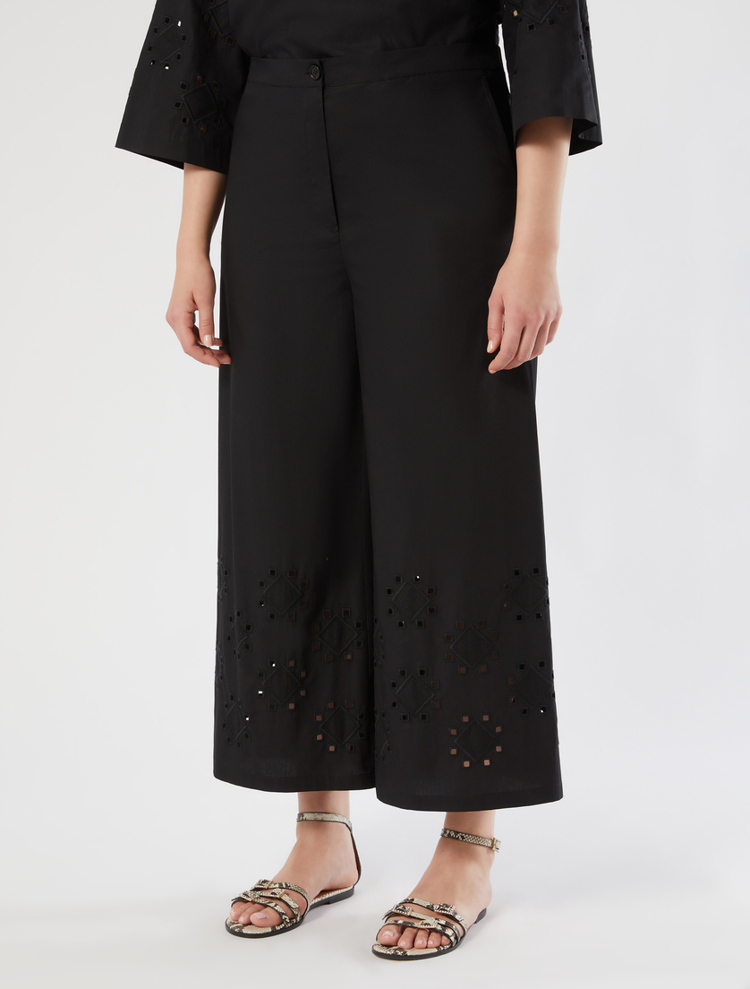 Embroidered poplin trousers - BLACK - Marina Rinaldi - 3