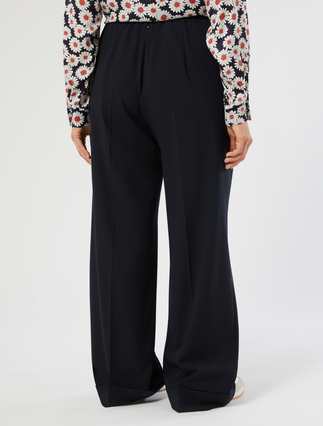 Stretch canvas wide-leg trousers - MIDNIGHTBLUE - Marina Rinaldi - 4
