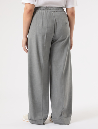 Stretch canvas wide-leg trousers - MEDIUM GREY - Marina Rinaldi - 4