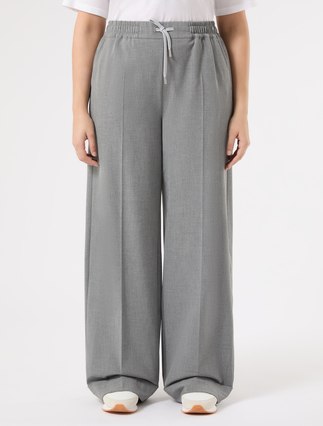Stretch canvas wide-leg trousers - MEDIUM GREY - Marina Rinaldi - 3