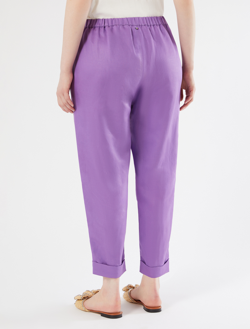 Pantaloni jogging in twill di lino - VIOLA - Marina Rinaldi - 4