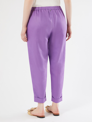 Λινό παντελόνι jogging από twill - ΜΩΒ - Marina Rinaldi - 4