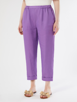 Jogginghose aus Leinen-Twill - VIOLETT