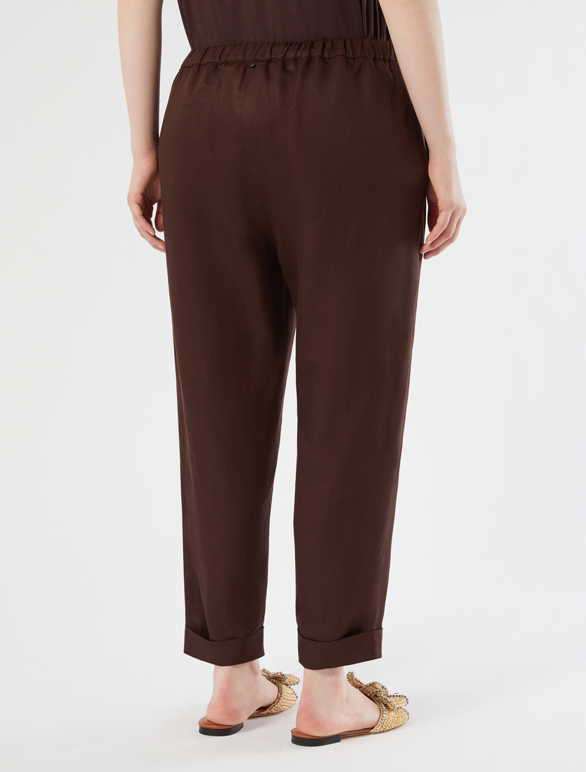 Linen twill joggers - CHOCOLATE - Marina Rinaldi - 4
