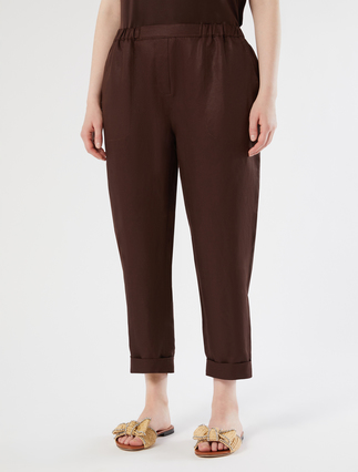 Linen twill joggers - CHOCOLATE - Marina Rinaldi - 3
