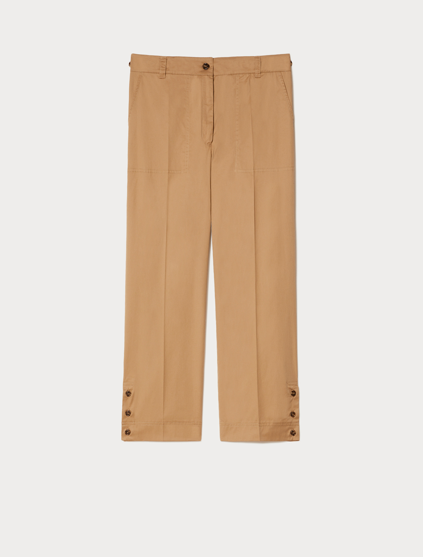Stretch cotton gabardine trousers - BISCUIT - Marina Rinaldi