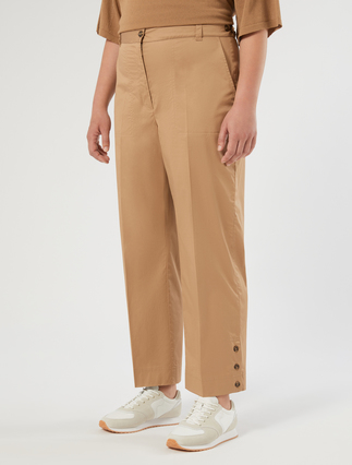 Stretch cotton gabardine trousers - BISCUIT