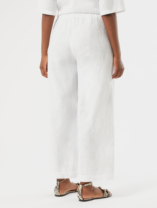 Linen and cotton trousers - OPTICAL WHITE - Marina Rinaldi - 4