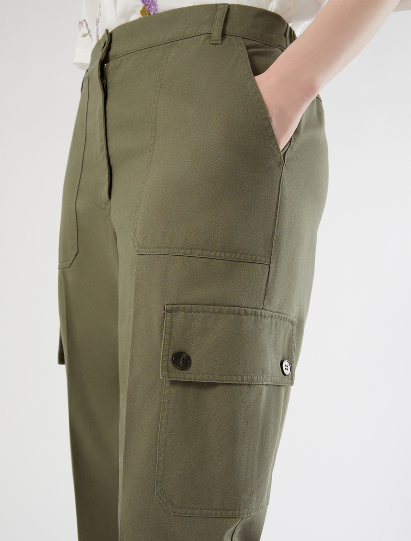 Pantalon en gabardine de coton - VERT OLIVE - Marina Rinaldi - 5
