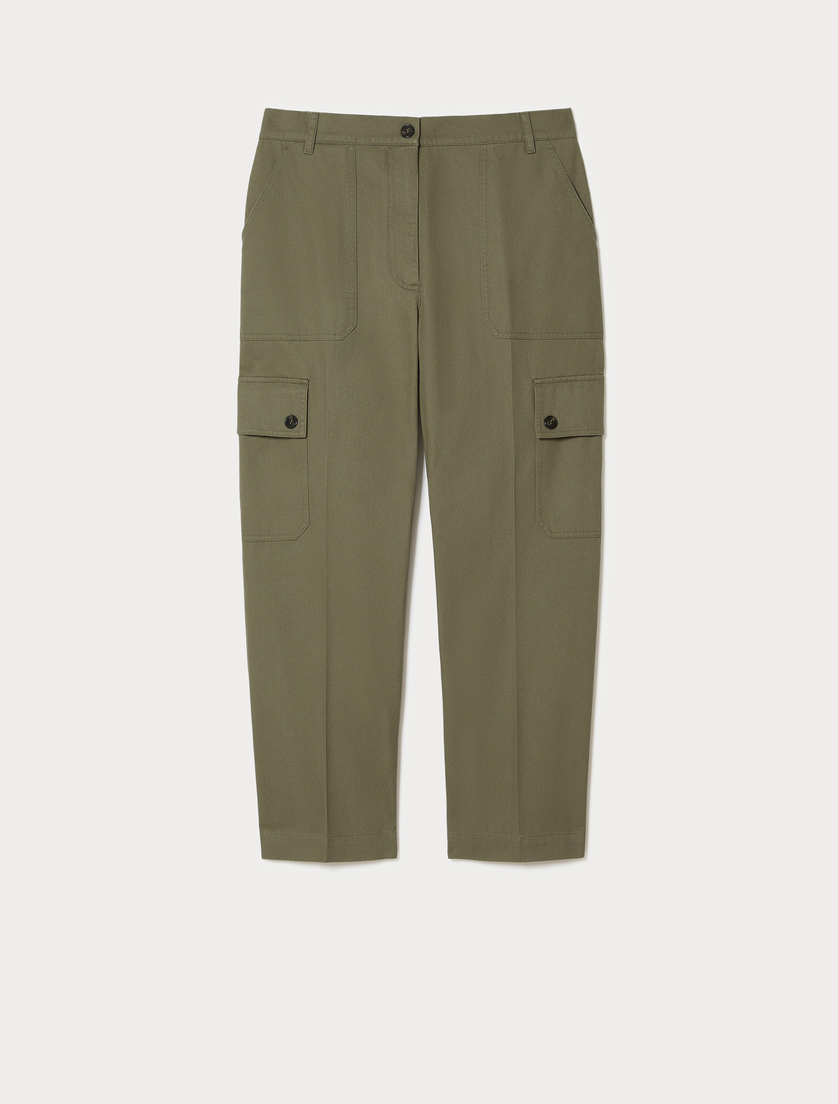 Pantalon en gabardine de coton - VERT OLIVE - Marina Rinaldi