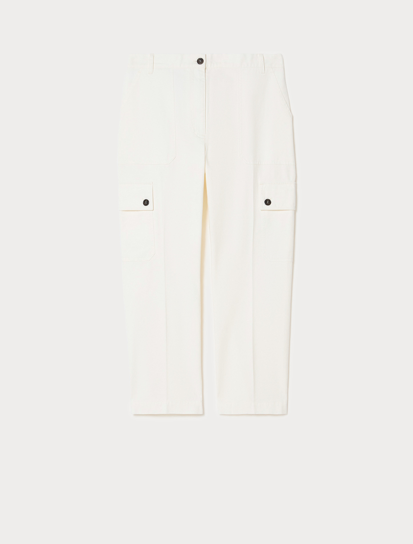 Hose aus Baumwollgabardine - ELFENBEINFARBEN - Marina Rinaldi