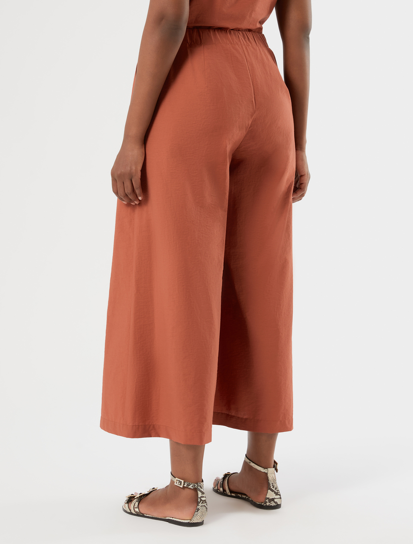 Cotton canvas cropped trousers - TERRA COTTA - Marina Rinaldi - 4