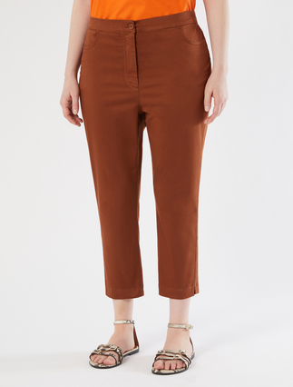Satin skinny trousers - BROWN