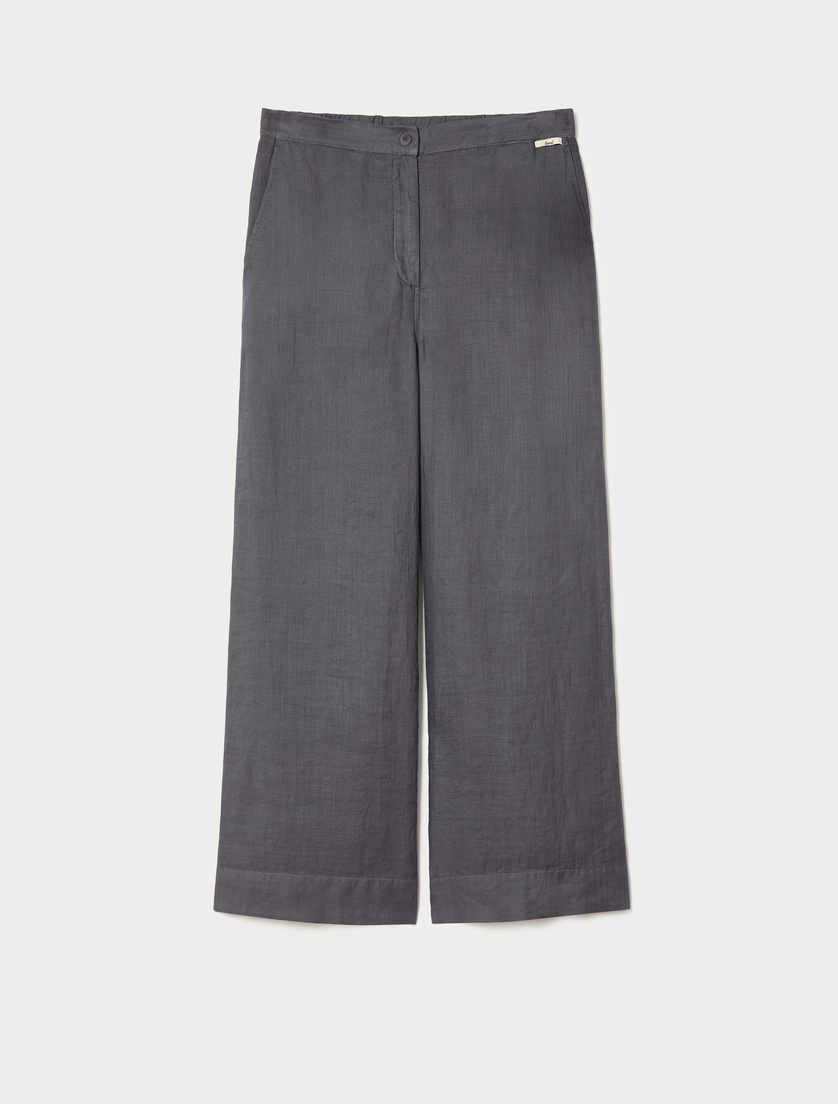 Hose aus Ramie-Twill - MITTELGRAU - Marina Rinaldi