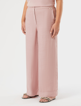 Pantaloni in twill di ramiè - ROSA ANTICO