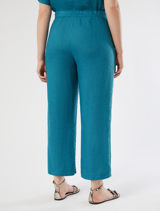 Linen canvas trousers - TURQUOISE - Marina Rinaldi - 4