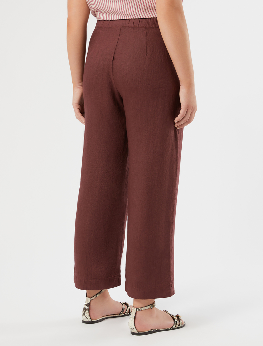 Linen canvas trousers - BORDEAUX - Marina Rinaldi - 4