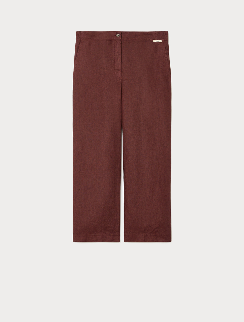 Linen canvas trousers - BORDEAUX - Marina Rinaldi