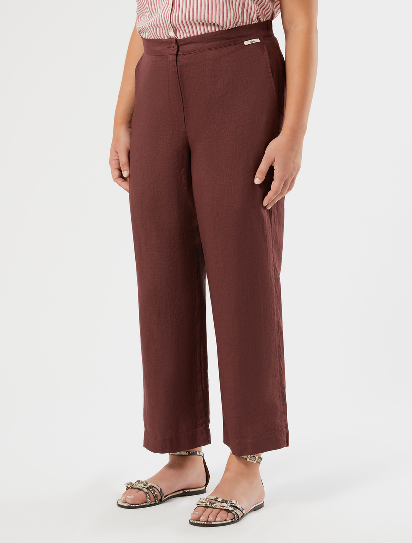 Linen canvas trousers - BORDEAUX - Marina Rinaldi - 3