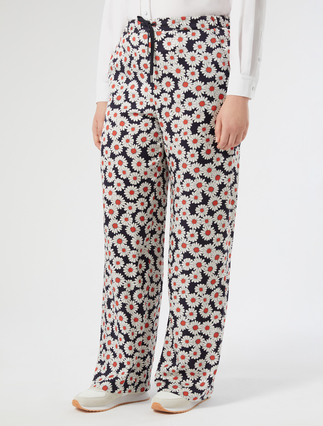 Pantalon en sergé imprimé - BLEU MARINE