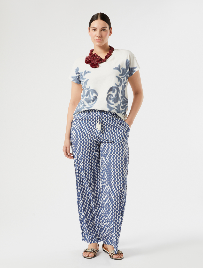 Wide-fit viscose trousers - WHITE - Marina Rinaldi - 2