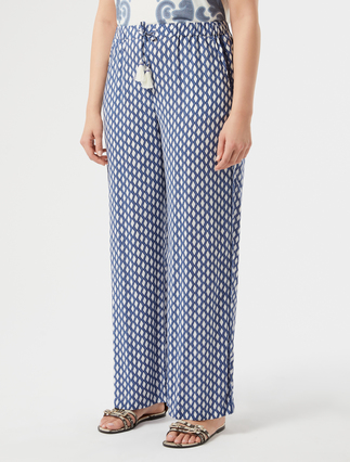 Pantaloni ampi in viscosa - BIANCO