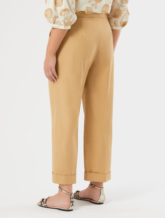 Cotton poplin trousers - CAMEL - Marina Rinaldi - 4