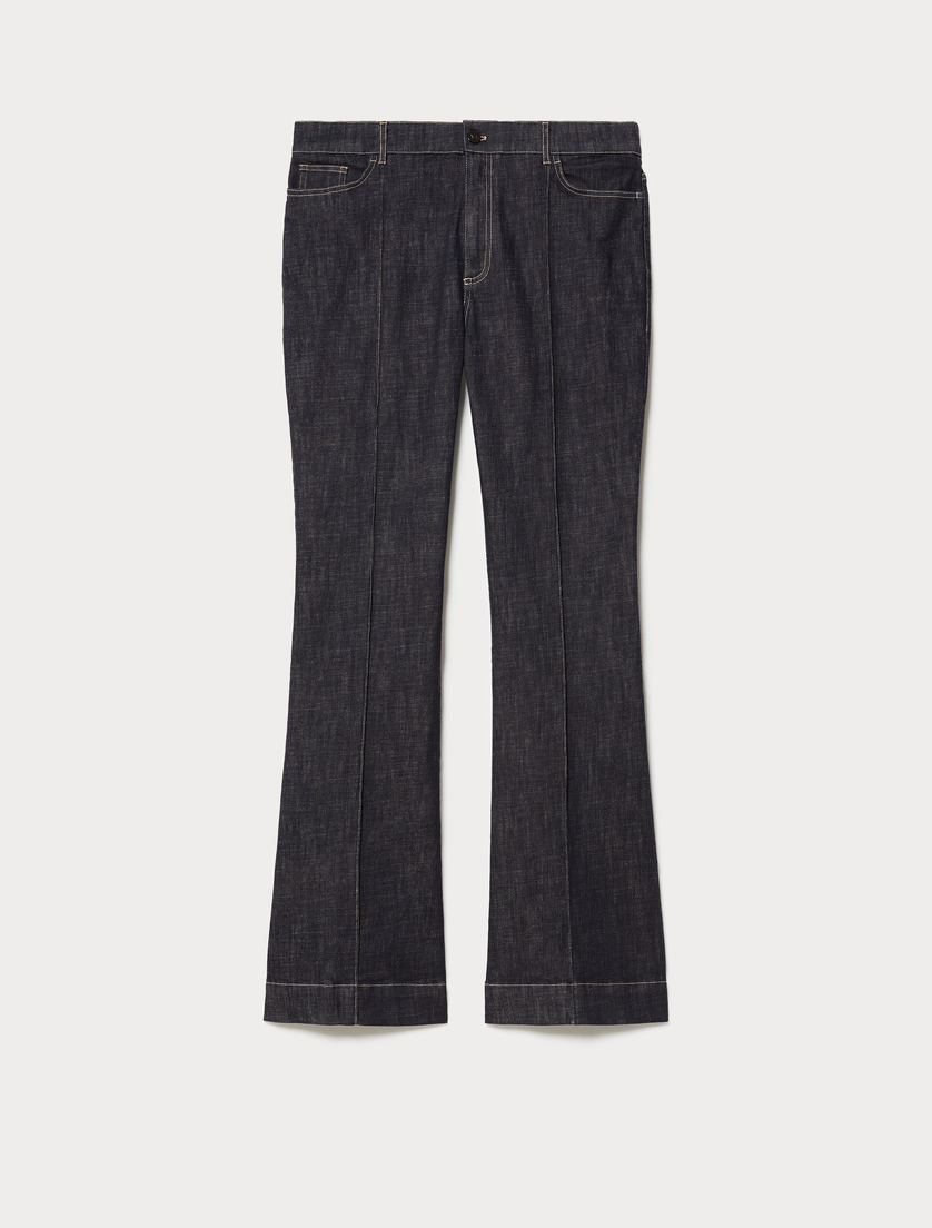 Pantaloni flare in cotone stretch - BLU NOTTE - Marina Rinaldi
