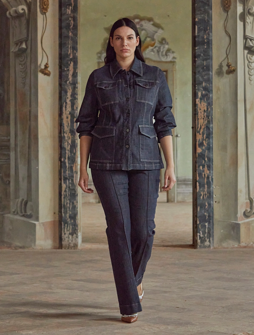 Flared stretch cotton trousers - Marina Rinaldi