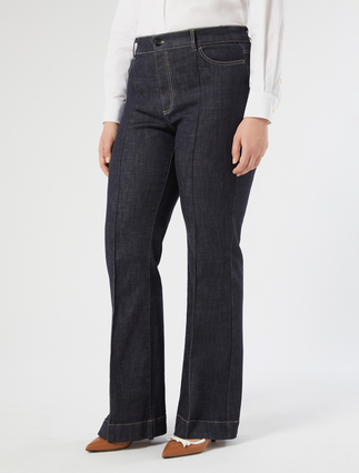Flared stretch cotton trousers - MIDNIGHTBLUE