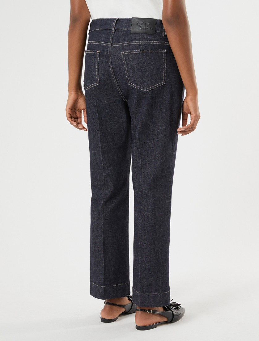 Pantaloni flare in cotone stretch - BLU NOTTE - Marina Rinaldi - 4