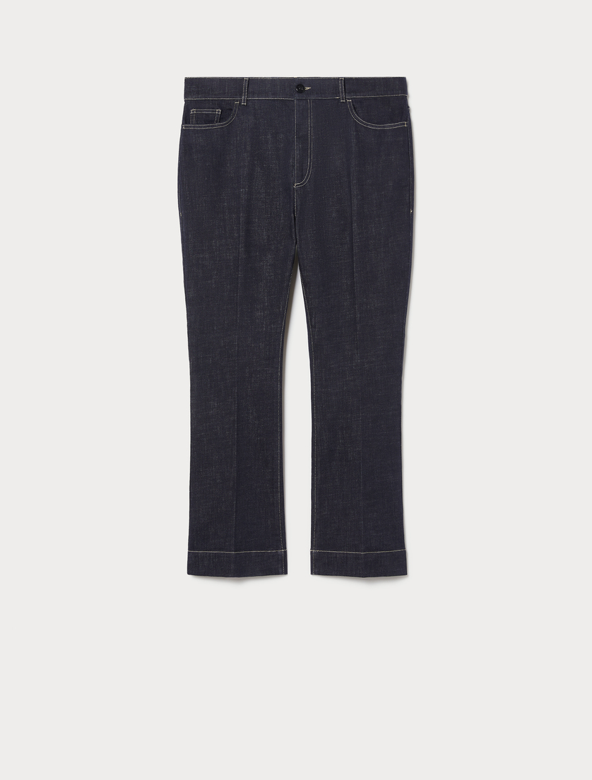 Pantaloni flare in cotone stretch - BLU NOTTE - Marina Rinaldi