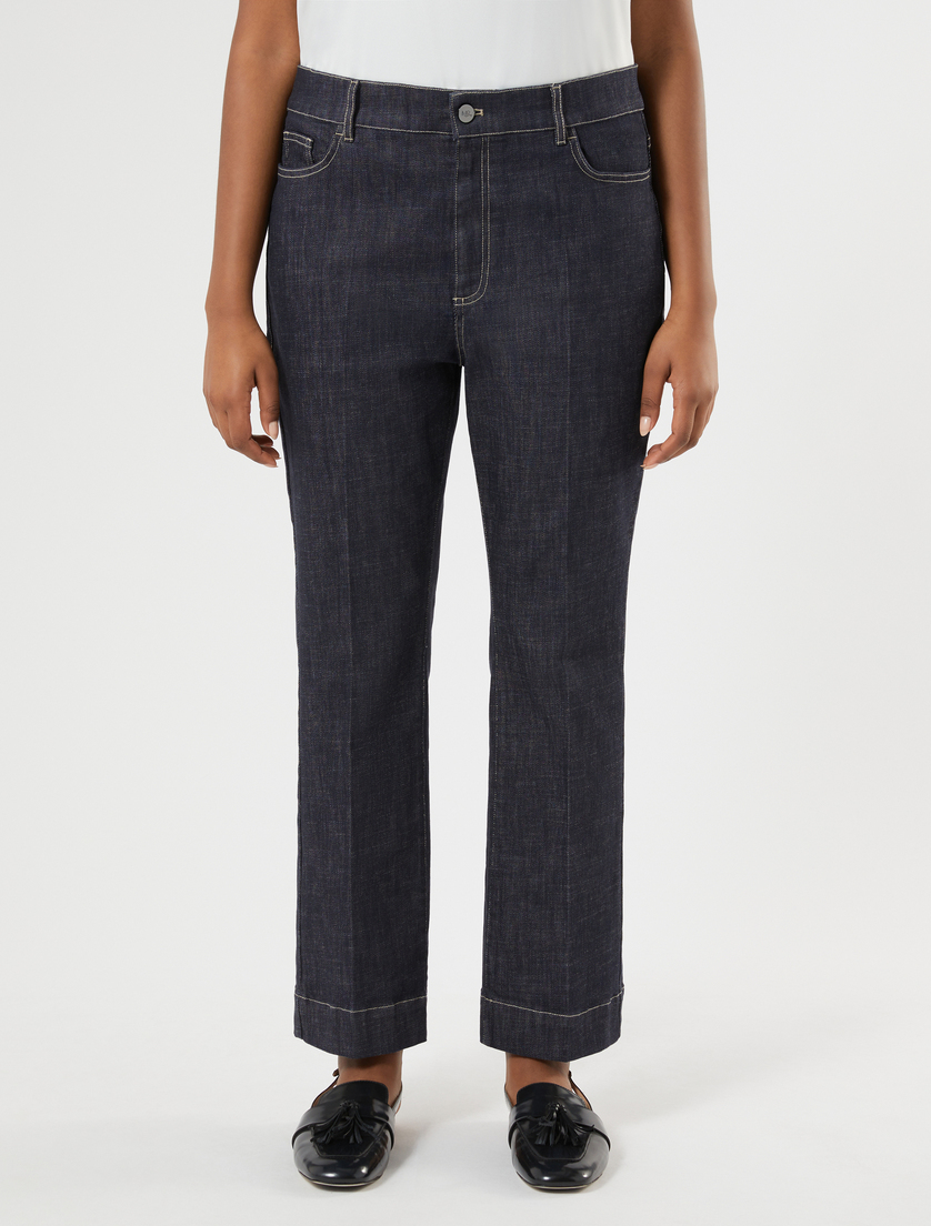 Pantaloni flare in cotone stretch - BLU NOTTE - Marina Rinaldi - 3