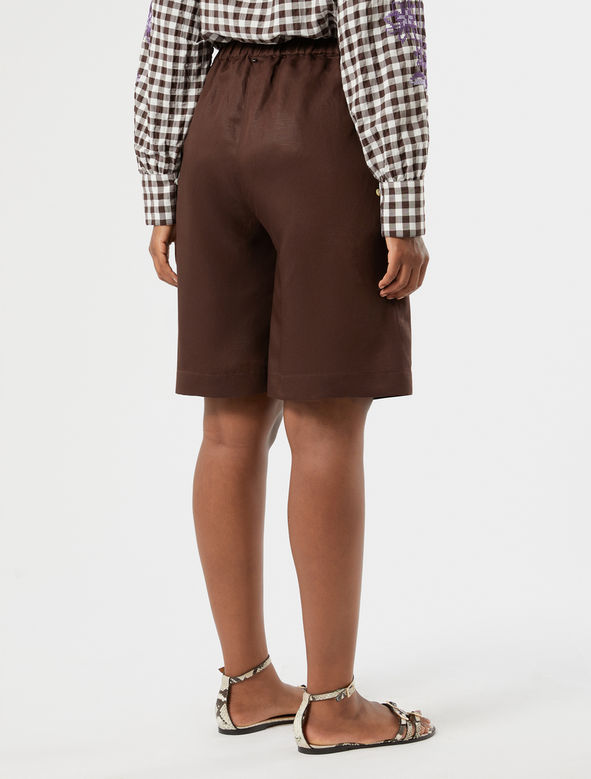 Bermuda en sergé de lin - CHOCOLAT - Marina Rinaldi - 4